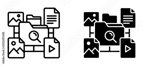 Bild auf Leinwand Data Organization Icons, Digital File Management, Search Functionality, Document