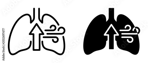 Canvastavla Lung Airflow Icons: Inhalation and Respiration Symbols, Medical and Science Grap
