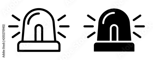 Konstfotografi Emergency Siren Icons, Warning Light Symbols, Alert Signal Graphics, Danger Beac