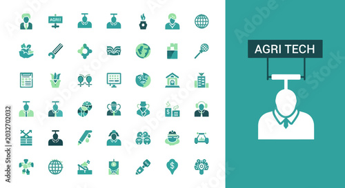 Collection of Icons Representing Agri Tech and Related Concepts A Visual Lexicon for Modern Agriculture