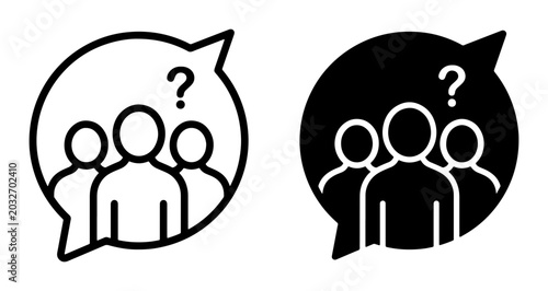 Bild auf Leinwand Question Mark People Icons, Group Uncertainty Symbols, Communication Doubt Icons