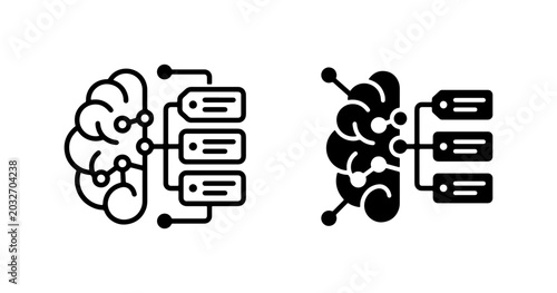 Fotografía Artificial Intelligence Brain Icons, Neural Network Data Processing, Machine Lea