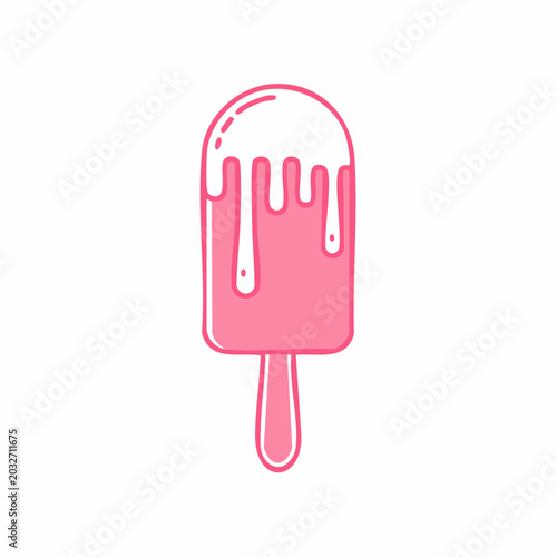Pink Ice Cream Bar with Melting White Glaze