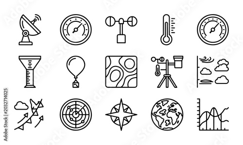Konstfotografi Weather Icons Set: Meteorology, Climate, Forecasting Tools, Meteorology Instrume