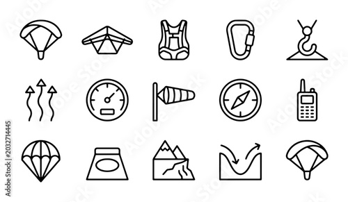 Canvastavla Paragliding and Adventure Sports Icons, Vector Set for Extreme Activities, Outdo