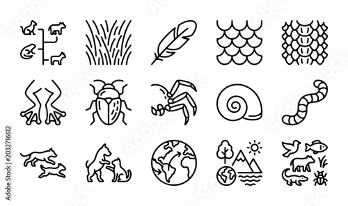 Tableau sur toile Nature Icons Set: Wildlife, Ecosystems, and Natural Elements Vector Graphics