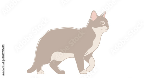 Cartoon cat walking against white background vector illustration