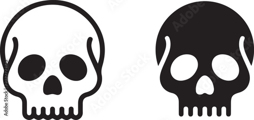 Foto Simple black and white skull icon pair