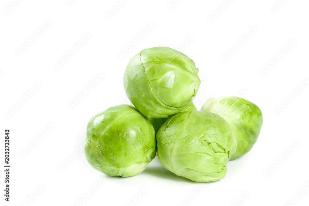 Fototapeta premium Fresh Brussels Sprouts from Holland - Studio Food Photography of Delicious Green Vegetables