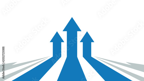 Photos Arrows of Progress: Three blue arrows ascend towards the sky, symbolizing growth and advancement