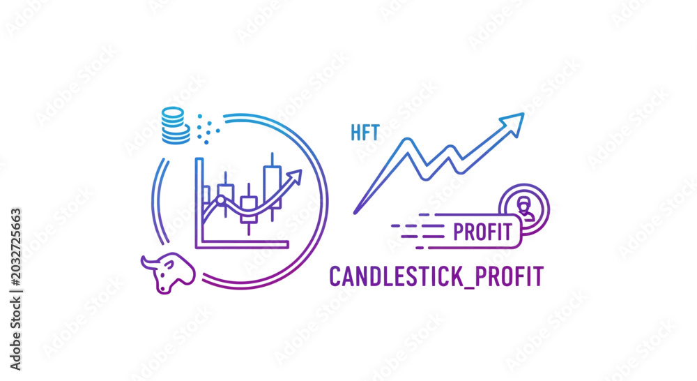 Fototapeta premium Stock market trading concept illustration with financial growth chart