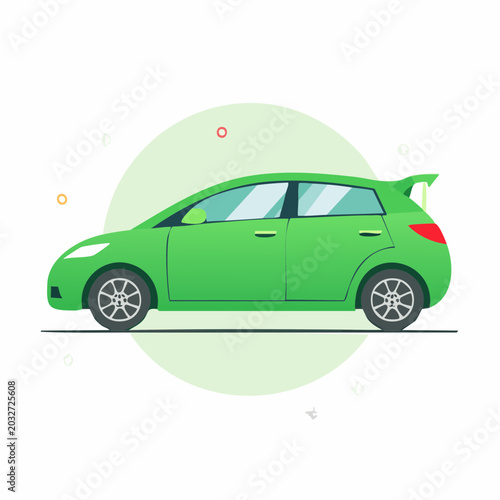 Canvastavla Green Hatchback Car Illustration