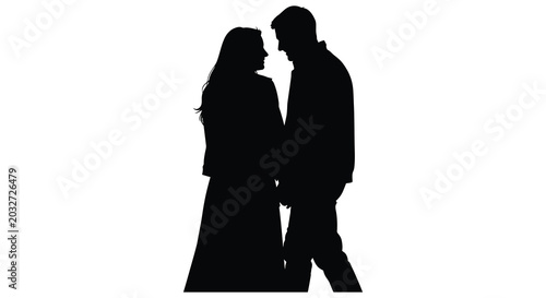 Foto Couple embracing tenderly black silhouette high quality professional