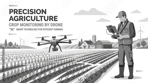 Fotografía A farmer operating a drone for precision agriculture crop monitoring
