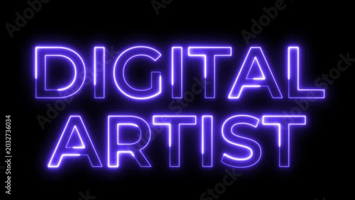 Purple Neon Digital Artist Glowing Text Animation