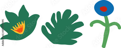 Abstract Floral and Leaf Shapes PNG Set