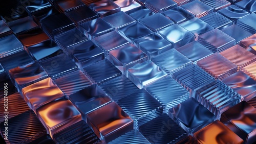 Foto Futuristic glass block background with prismatic light reflection
