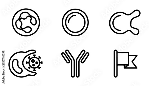 Canvas Print Immune System Icons: Antibody, White Blood Cells, Virus Attack, Flag - Medical V