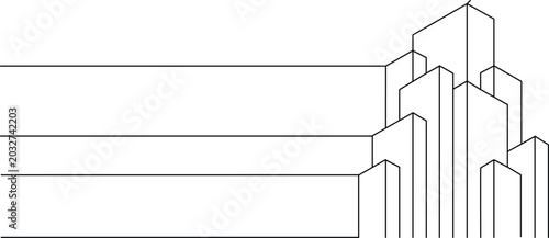 Abstract geometric architectural forms in line art with black and white