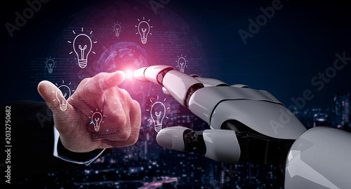 Fotografie An AI assistant facilitates global brainstorming to generate creative ideas