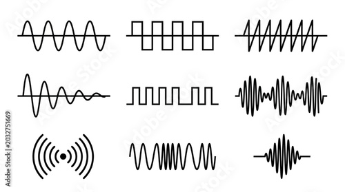 Diverse collection of sound waves and radio signals.