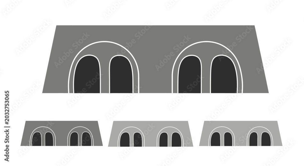 Fototapeta premium Abstract Geometric Tunnel Shapes in Flat Vector Design