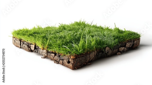 Lush green grass tuft creating a natural lawn texture in a vibrant patch of earth under bright daylight