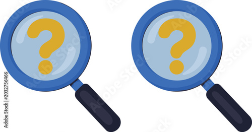 Canvastavla Magnifying Glass with Question Mark Vector Icon Set for Frequently Asked Questio