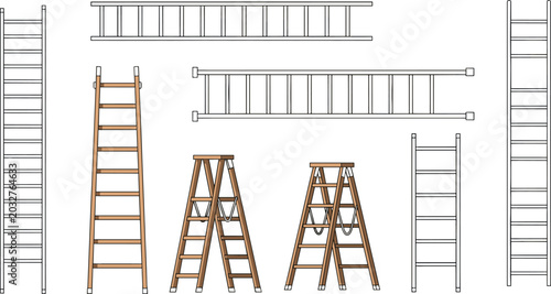 Tableau sur toile Ladder Illustration Featuring Step and Extension Designs in Vector Artwork