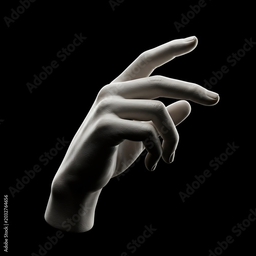 Elegant White Hand Sculpture, Dramatic Lighting