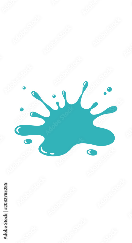 Fototapeta premium Turquoise Paint Splash Isolated on White Background, Liquid Droplet Explosion