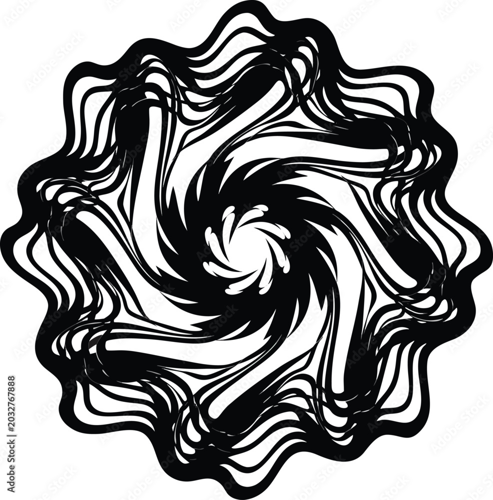 Fototapeta premium Black swirling lines, abstract spiral shape, vector graphic, modern design element, decorative pattern