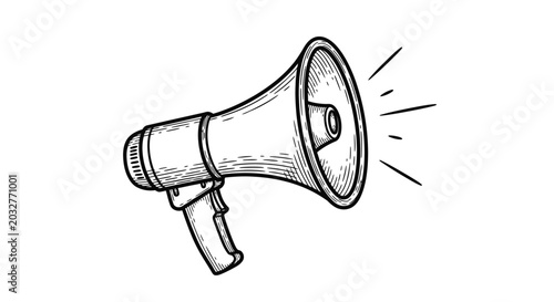 Tableau sur toile Vintage megaphone illustration hand drawn style retro communication device