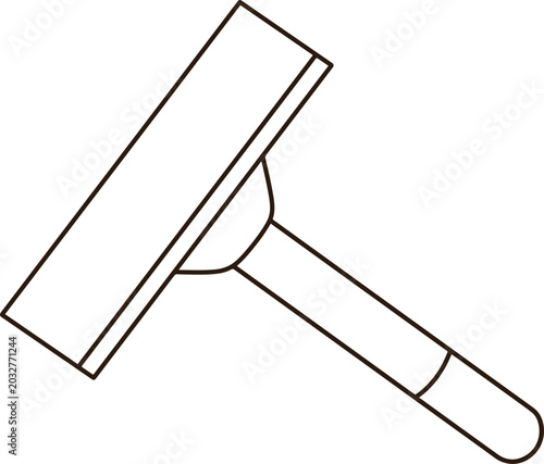Cute Minimalist Window Squeegee Wiper Black Line Art Icon Graphic