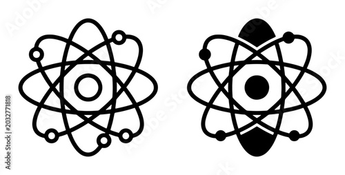 Cuadro en lienzo Atomic Orbit Icon Set, Science Symbol Vector Graphics, Chemistry Nucleus Illustr