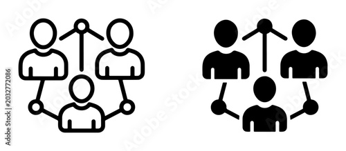 Schilderij op canvas Teamwork Network Icon Set, Connected People Group Symbol, Collaboration Connecti