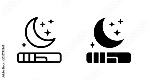 Schilderij op canvas Moon and Stars Night Icons, Sleep Mode Slider, Vector Set for Rest and Relaxatio