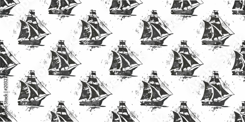 Foto Sailing Ships Pattern A Repeating Nautical Vector Illustration