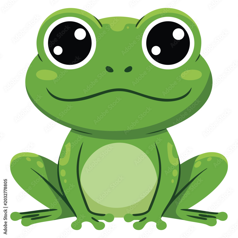 Fototapeta premium Adorable frog cartoon vector illustration design with isolated amphibian character ideal for playful educational and nature themed graphics.