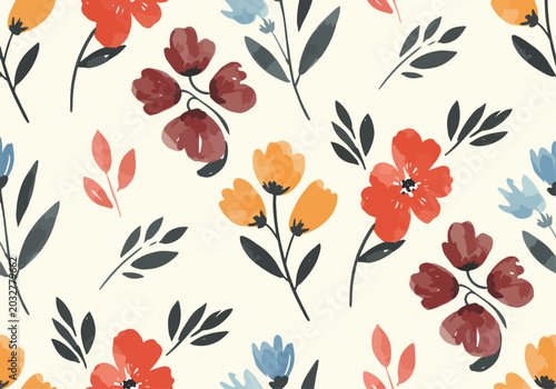 Modern garden inspired pattern with simple elegant elements