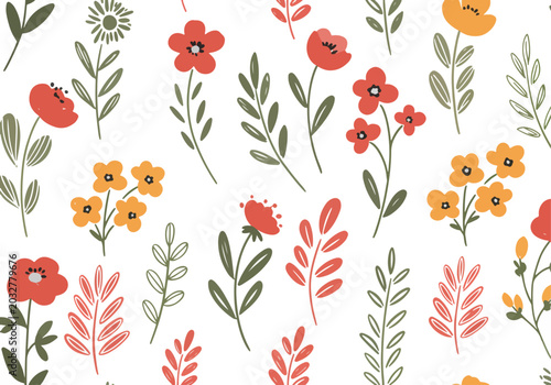 Minimalist botanical illustration with soft balanced harmonious colors
