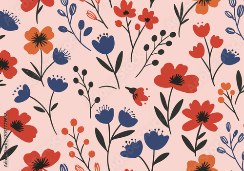 Minimalist flower pattern with soft subtle color variations