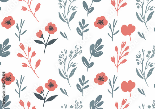Seamless botanical artwork with warm and cool color balance