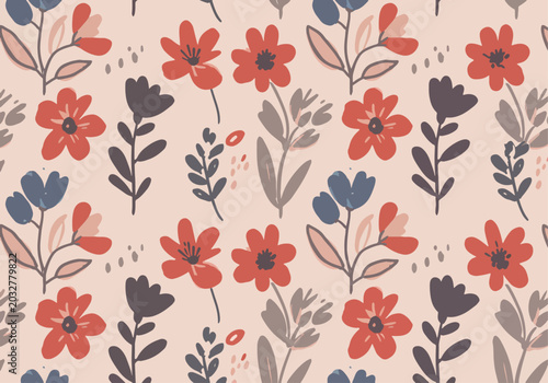 Seamless garden pattern with bright soft natural colors