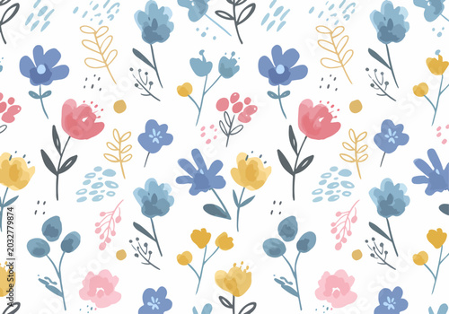 Soft decorative floral motif with light airy visual texture