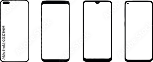 Konstfotografi Smartphone frame mockup vector set with transparent screen displays and differen