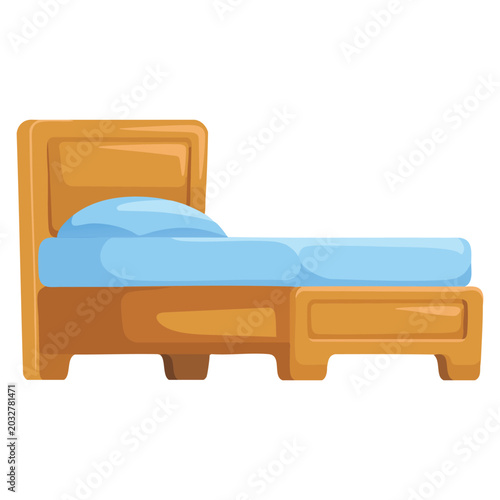 Fotografía Bed emoji with blue sheets isolated on white background