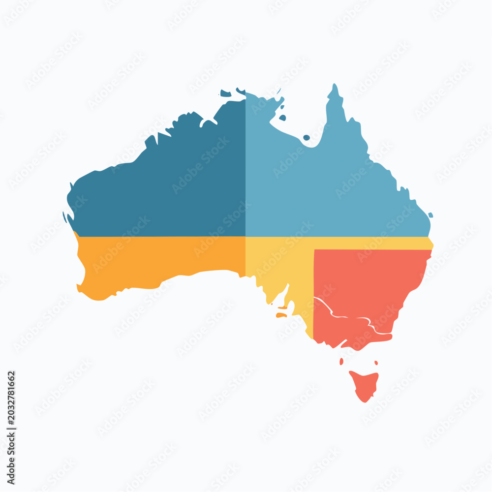 Obraz premium Stylized Map of Australia with Color Blocks