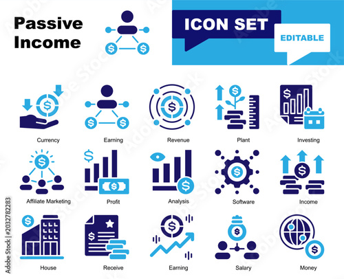 Tableau sur toile Passive Income icon set