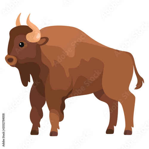 Buffalo animal and bull head bison icon in cartoon vector style. Perfect for wildlife branding, nature themes, and mascot illustrations.